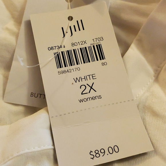 J.Jill Mixed-Media tab-sleeve tunic in white - Picture 3 of 9